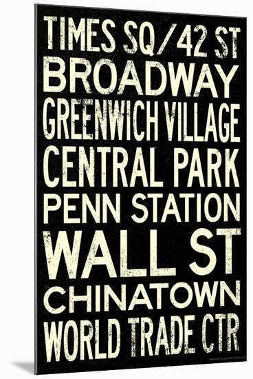 New York City Subway Style Vintage RetroMetro Travel-null-Mounted Art Print