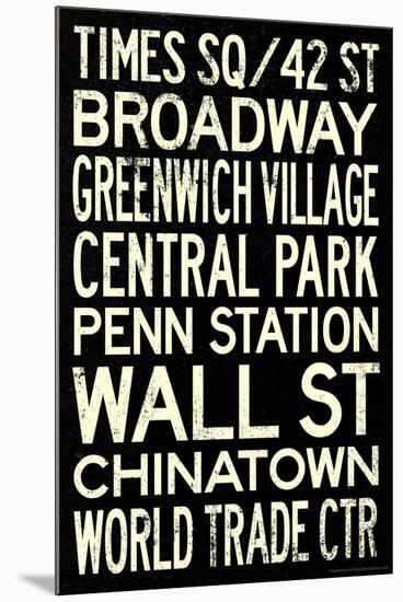 New York City Subway Style Vintage Travel Poster-null-Mounted Poster