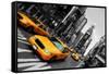 New York City Taxi, Blur Focus Motion, times Square-upthebanner-Framed Stretched Canvas