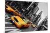 New York City Taxi, Blur Focus Motion, times Square-upthebanner-Mounted Photographic Print