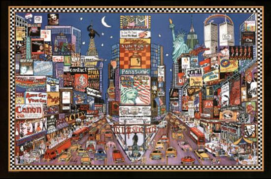 New York City Times Square Artistic Art Print Poster-null-Lamina Framed Poster