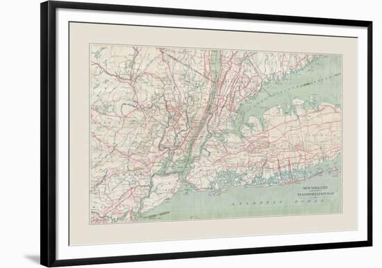 New York City Transportation Map-The Vintage Collection-Framed Giclee Print