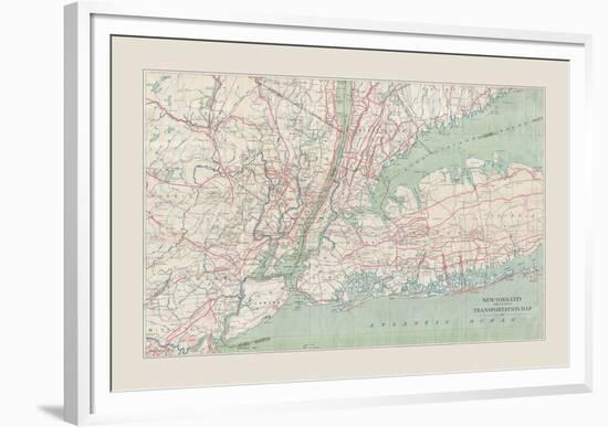 New York City Transportation Map-The Vintage Collection-Framed Giclee Print