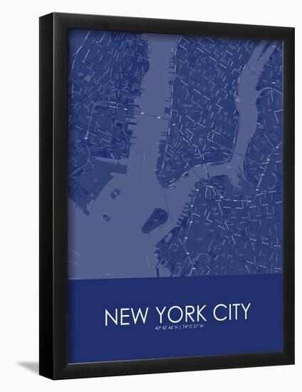 New York City, United States of America Blue Map-null-Framed Poster