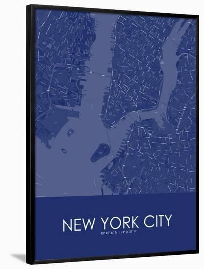 New York City, United States of America Blue Map-null-Framed Poster