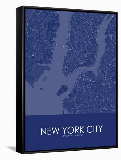 New York City, United States of America Blue Map-null-Framed Stretched Canvas