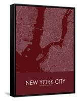 New York City, United States of America Red Map-null-Framed Stretched Canvas