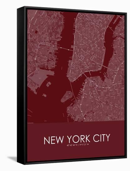 New York City, United States of America Red Map-null-Framed Stretched Canvas