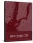 New York City, United States of America Red Map-null-Stretched Canvas
