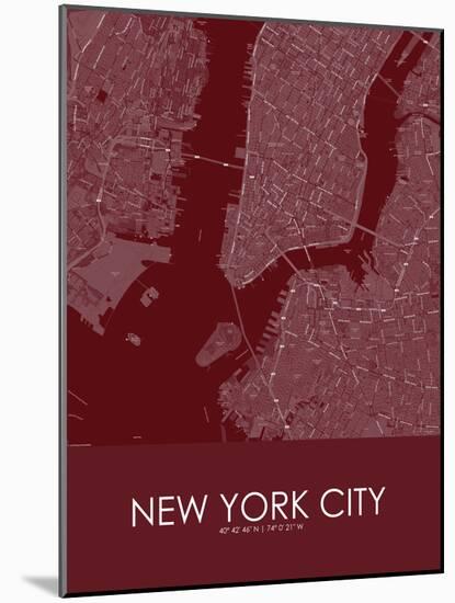 New York City, United States of America Red Map-null-Mounted Poster
