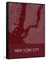 New York City, United States of America Red Map-null-Framed Stretched Canvas