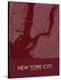 New York City, United States of America Red Map-null-Stretched Canvas