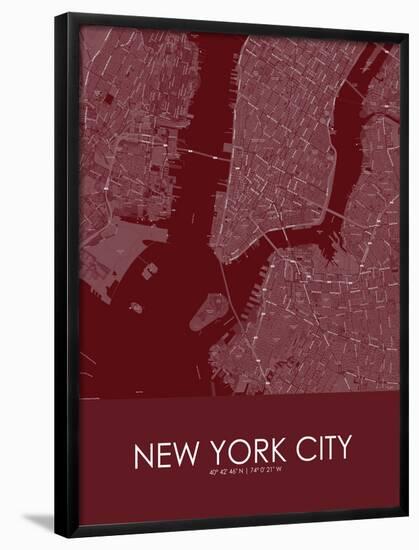 New York City, United States of America Red Map-null-Framed Poster