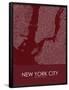 New York City, United States of America Red Map-null-Framed Poster