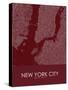 New York City, United States of America Red Map-null-Stretched Canvas