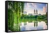 New York City, USA at the Central Park Lake and Upper West Side Skyline.-Sean Pavone-Framed Stretched Canvas