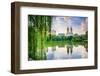 New York City, USA at the Central Park Lake and Upper West Side Skyline.-Sean Pavone-Framed Photographic Print