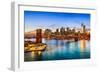 New York City, USA Skyline over East River and Brooklyn Bridge.-SeanPavonePhoto-Framed Photographic Print