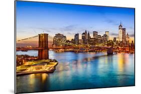 New York City, USA Skyline over East River and Brooklyn Bridge.-SeanPavonePhoto-Mounted Photographic Print