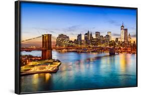 New York City, USA Skyline over East River and Brooklyn Bridge.-SeanPavonePhoto-Framed Photographic Print