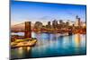 New York City, USA Skyline over East River and Brooklyn Bridge.-Sean Pavone-Mounted Photographic Print