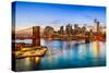 New York City, USA Skyline over East River and Brooklyn Bridge.-Sean Pavone-Stretched Canvas