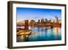 New York City, USA Skyline over East River and Brooklyn Bridge.-Sean Pavone-Framed Photographic Print