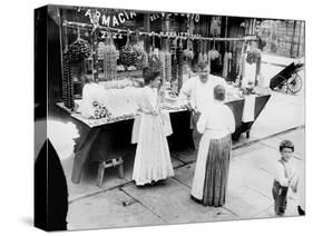 New York City, Vendor with Wares Displayed, Little Italy, 1900s-null-Stretched Canvas