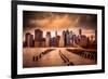 New York City View of Lower Manhattan Financial District under Dramatic Sky from across East River-Littleny-Framed Photographic Print