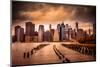 New York City View of Lower Manhattan Financial District under Dramatic Sky from across East River-Littleny-Mounted Photographic Print