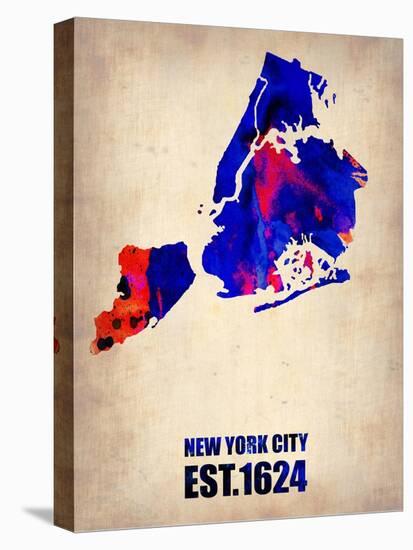 New York City Watercolor Map 1-NaxArt-Stretched Canvas