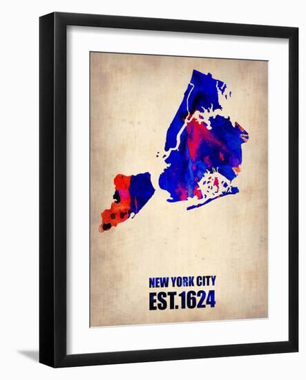 New York City Watercolor Map 1-NaxArt-Framed Art Print