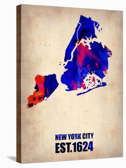 New York City Watercolor Map 1-NaxArt-Stretched Canvas