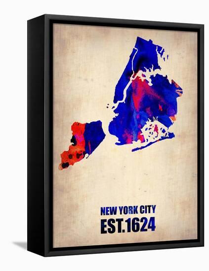 New York City Watercolor Map 1-NaxArt-Framed Stretched Canvas