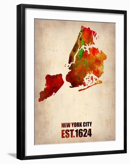 New York City Watercolor Map 2-NaxArt-Framed Art Print