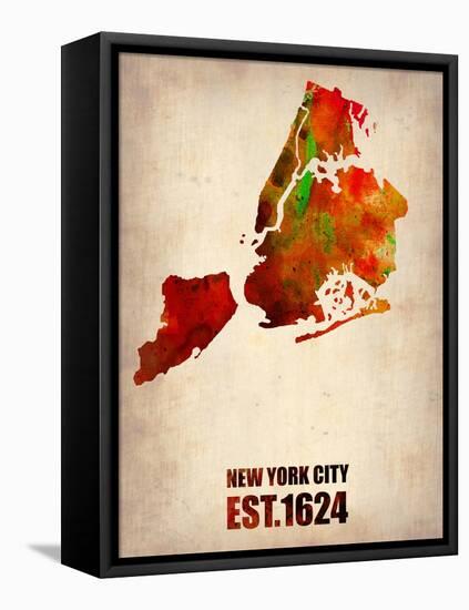 New York City Watercolor Map 2-NaxArt-Framed Stretched Canvas