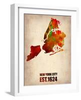 New York City Watercolor Map 2-NaxArt-Framed Art Print