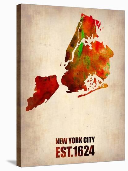 New York City Watercolor Map 2-NaxArt-Stretched Canvas