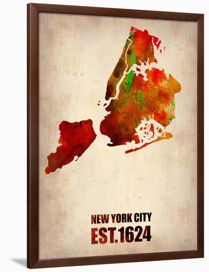 New York City Watercolor Map 2-NaxArt-Framed Art Print