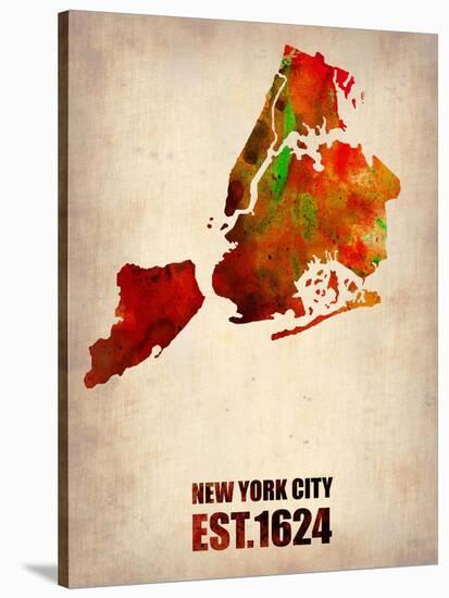 New York City Watercolor Map 2-NaxArt-Stretched Canvas