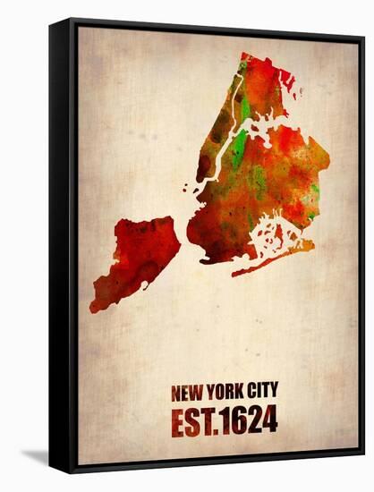 New York City Watercolor Map 2-NaxArt-Framed Stretched Canvas