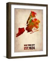 New York City Watercolor Map 2-NaxArt-Framed Art Print