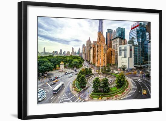 New York Cityscape at Columbus Circle in Manhattan.-SeanPavonePhoto-Framed Photographic Print