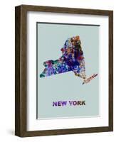 New York Color Splatter Map-NaxArt-Framed Art Print