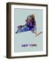 New York Color Splatter Map-NaxArt-Framed Art Print