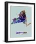 New York Color Splatter Map-NaxArt-Framed Art Print