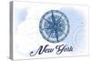 New York - Compass - Blue - Coastal Icon-Lantern Press-Stretched Canvas