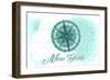 New York - Compass - Teal - Coastal Icon-Lantern Press-Framed Art Print