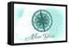 New York - Compass - Teal - Coastal Icon-Lantern Press-Framed Stretched Canvas