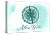 New York - Compass - Teal - Coastal Icon-Lantern Press-Stretched Canvas